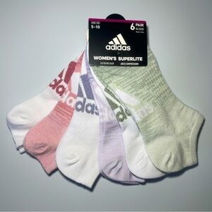 Adidas women’s no show socks 6 pack green white purple pink size 5-10